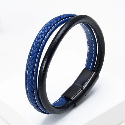 Casual Simple Double-layer Leather Rope Woven Bracelet