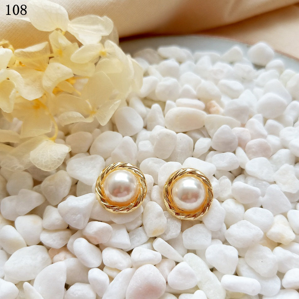 Brown 925 silver 14K real gold romantic beautiful French gentle INS simple pearl high quality earrings female new