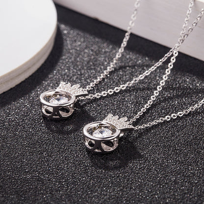 S925 Sterling Silver Crown Mirror Necklace Batting Heart Slump Pendant Orifor 1 Generation Jewelry Pendant Wholesale