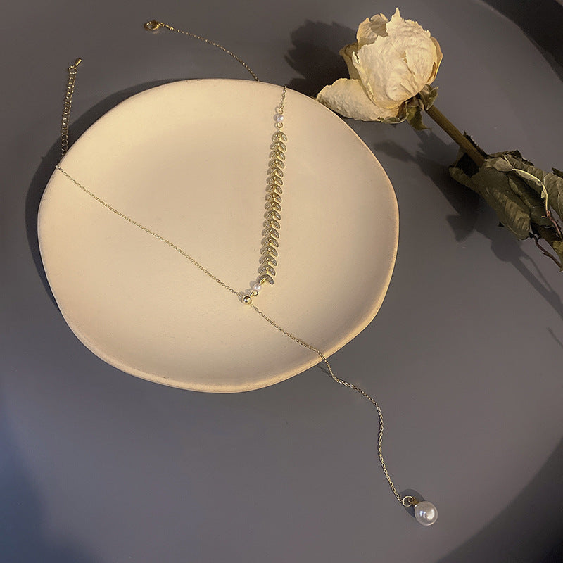 Mai Su Pearl Necklace Women INS Simple Cold Wheel Temperature Design Tide Net Red Quality Light luxury Chain Chain
