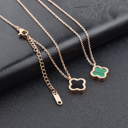 Japanese Korean version of the fashion titanium steel four-leaf necklace student female models simple clavicle chain jewelry is not a falling pendant