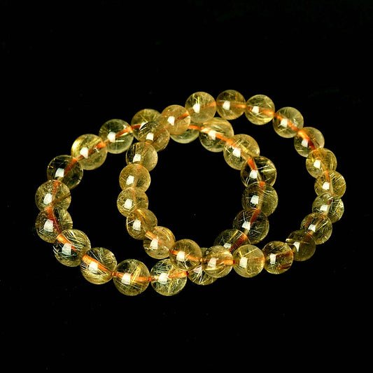 Natural gold hairclast bracelet men and women Huangfeng crystal gold silk gold titanium crystal transport hand series