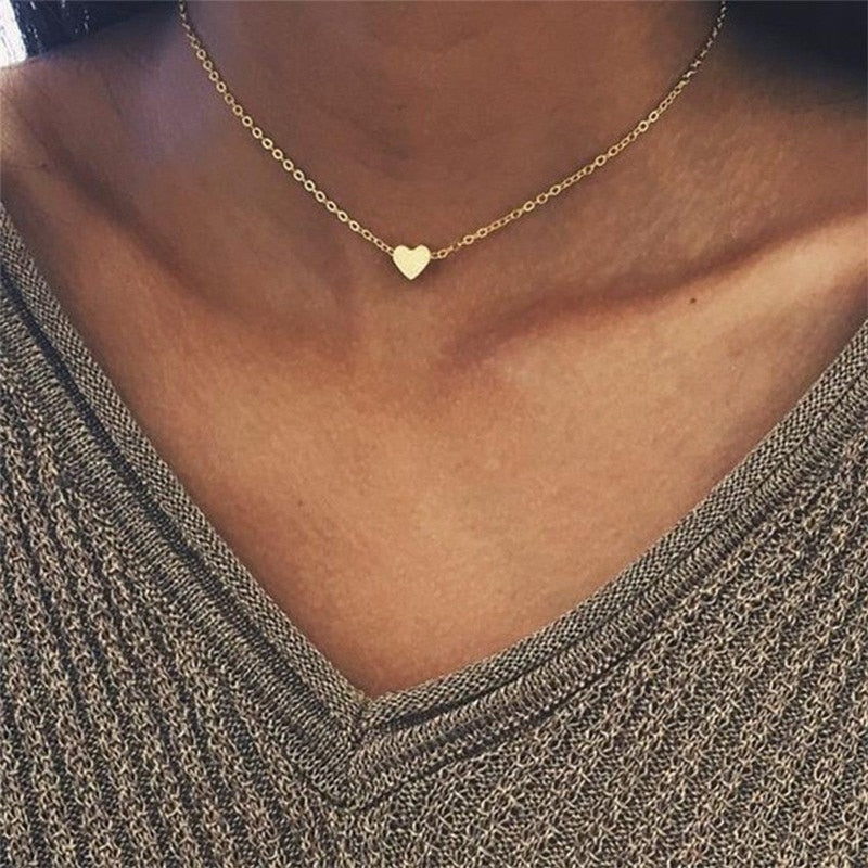 Gold Heart Necklace for Women