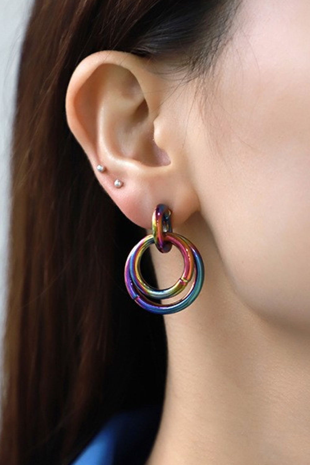 Multicolored Double Hoop Earrings