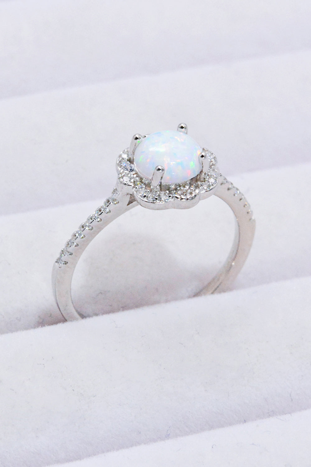 Platinum-Plated 4-Prong Opal Ring