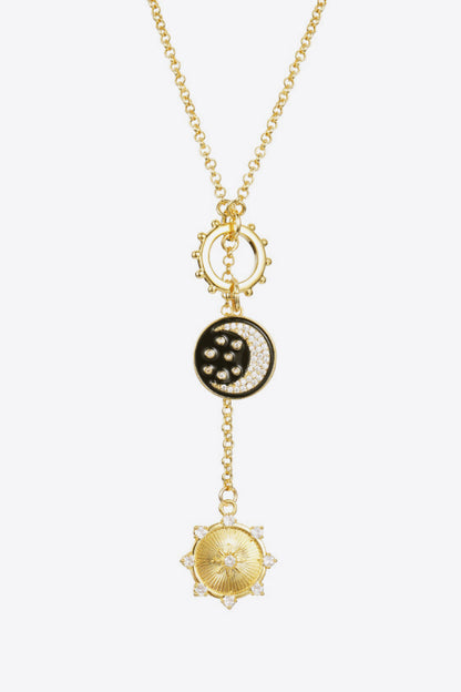 Zircon Sun and Moon Pendant Necklace