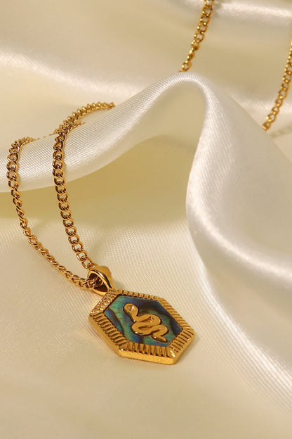 18K Gold Plated Snake Geometric Pendant Necklace