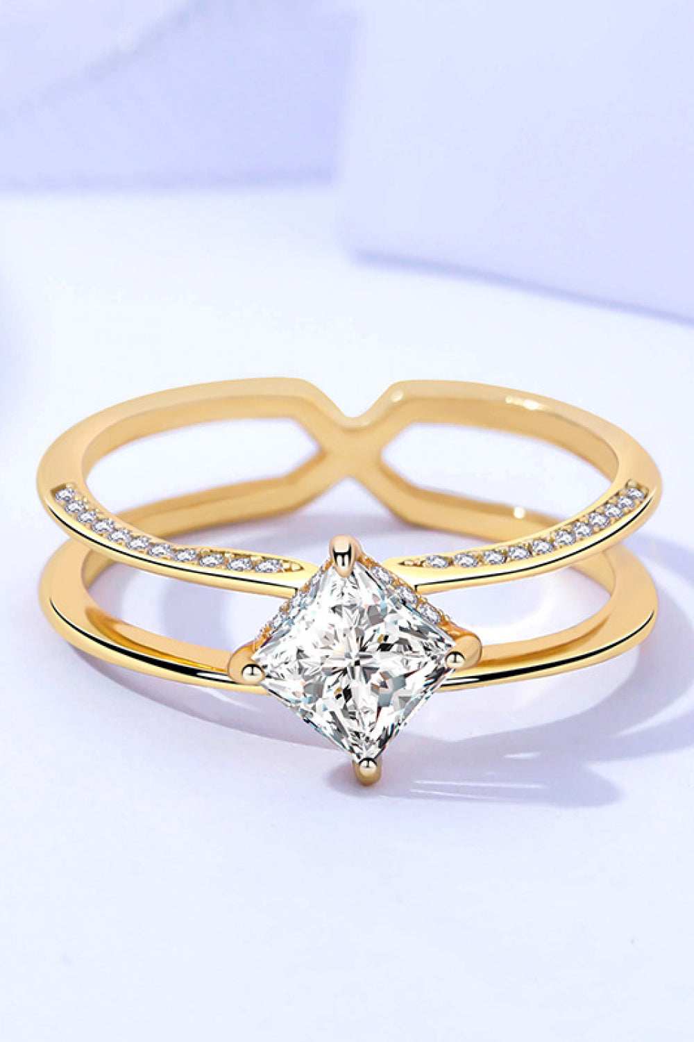Moissanite 18K Gold-Plated Double-Layered Ring