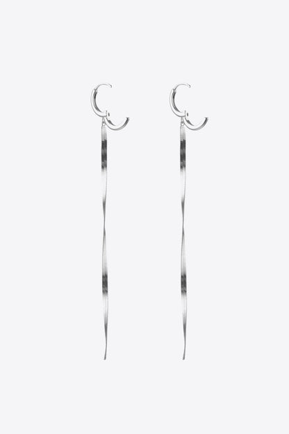 925 Sterling Silver Long Snake Chain Earrings