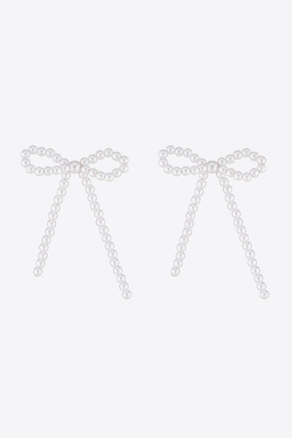 Bow-Shaped Pearl Earrings