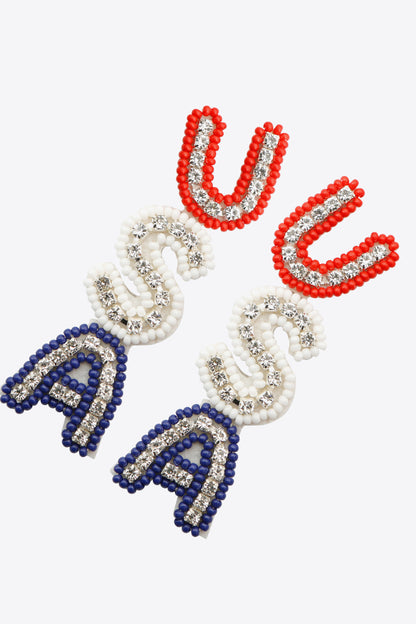 USA Beaded Zircon Decor Earrings