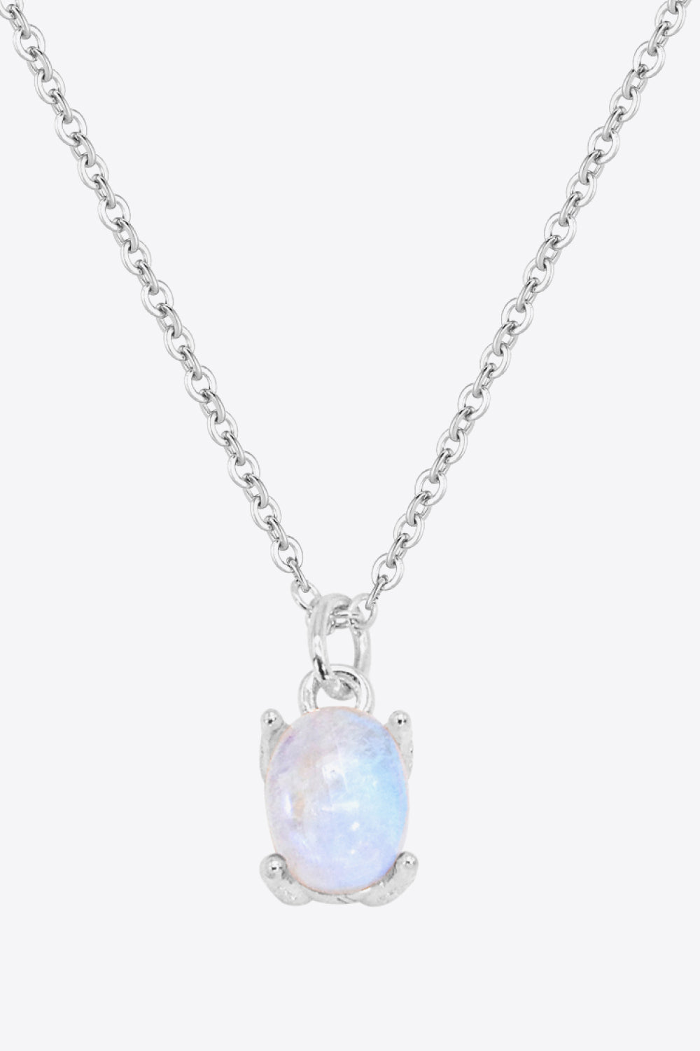 Natural 4-Prong Pendant Moonstone Necklace