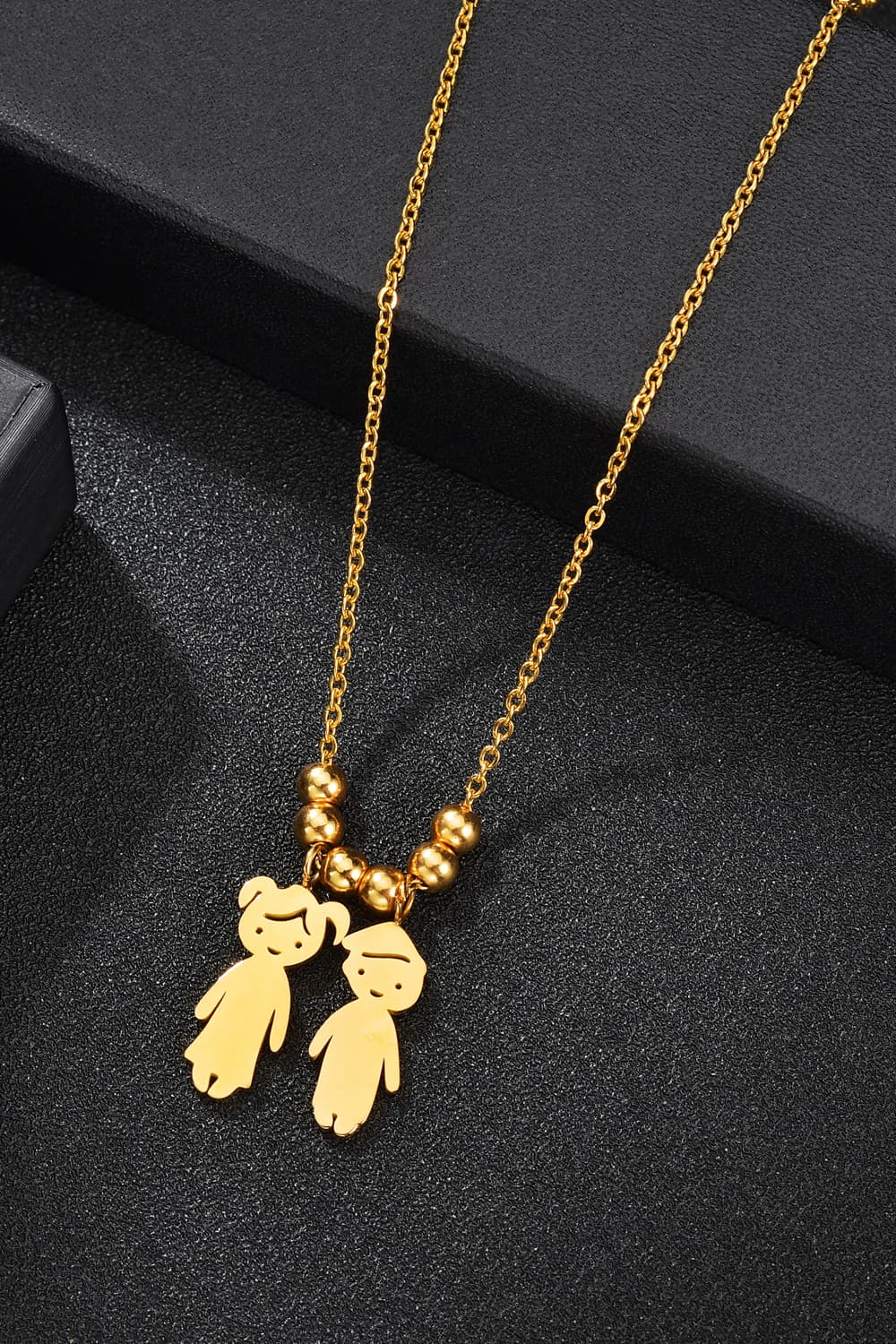 Boy and Girl Pendant Stainless Steel Necklace
