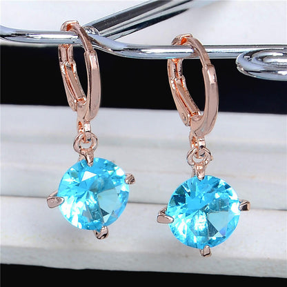 Wish Europe and the United States new fashion earrings AAA zircon ear buckle free selling multi-color ear jewelry wholesale