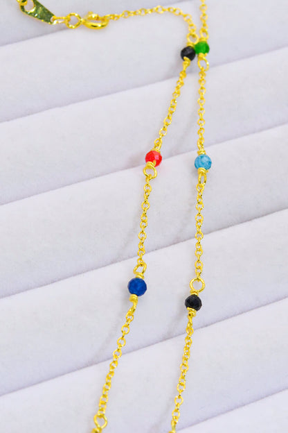18K Gold-Plated Multicolored Bead Necklace