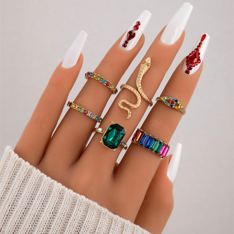 Popular jewelry ring jewelry snake-shaped love ins style five-piece ring female