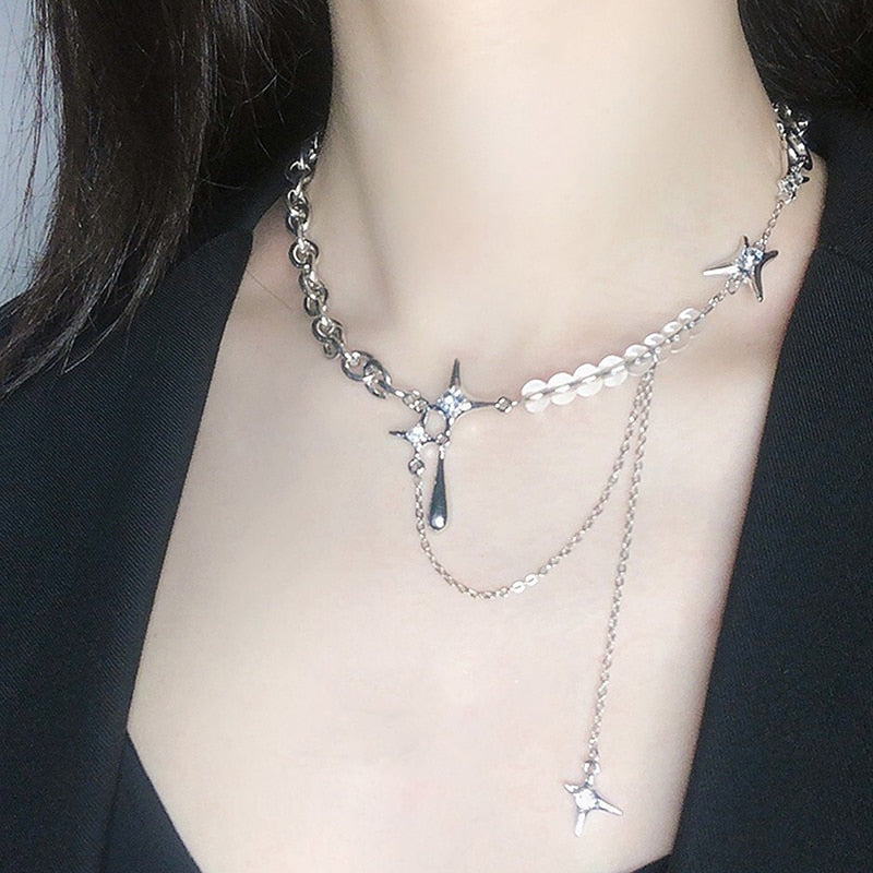 Silver Crystal Water Drop Necklace