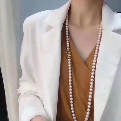 Beads and pearl necklaces long sweater chain women's multi-layer beaded high-quality niche retro new jewelry