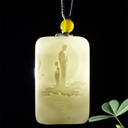 Xinjiang Hetian jade white jade pendant men and women Jade Buddha Buddha Zen jade men's peace without abstract pendant Jade