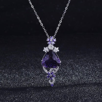 Queen's Scepter Necklace New Light Luxury Queen Fan Millennium Cut Amethyst Pendant Color Jewelry On behalf of