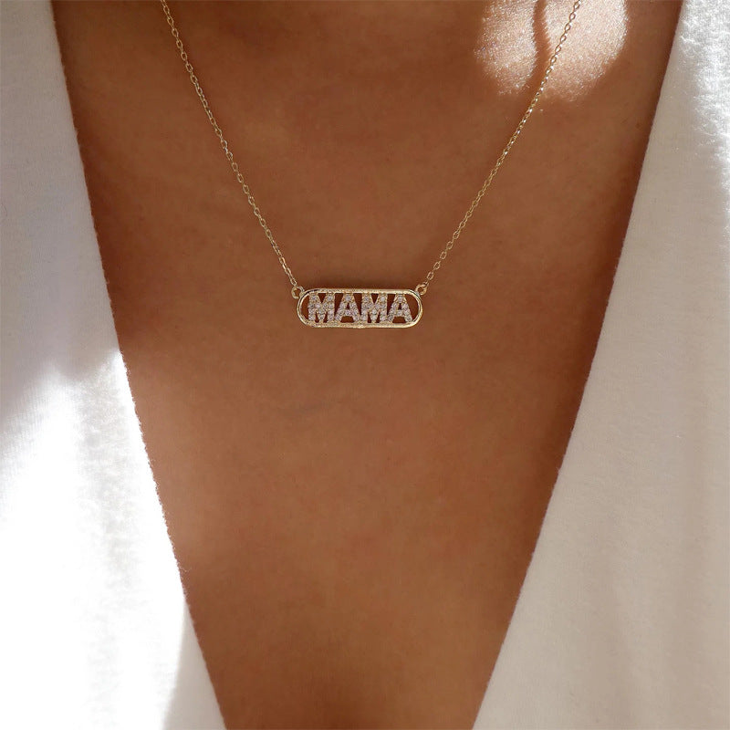European and American cross-border jewelry fashion personality 2022 summer new letter mother mama necklace simple and versatile