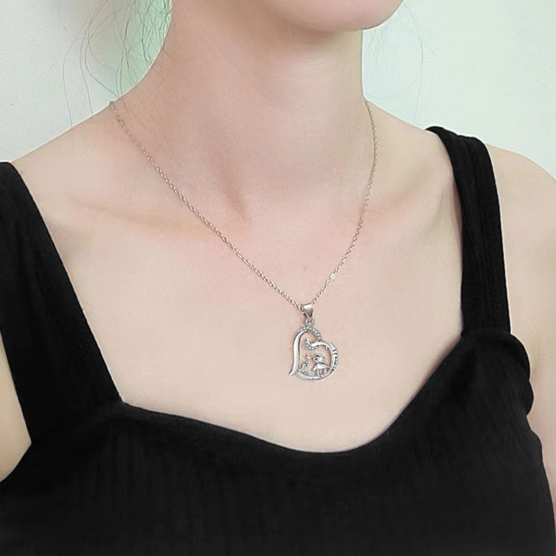 European and American cross-border wish new necklace mother and baby elephant pendant I love you heart-shaped necklace Mother's Day gift