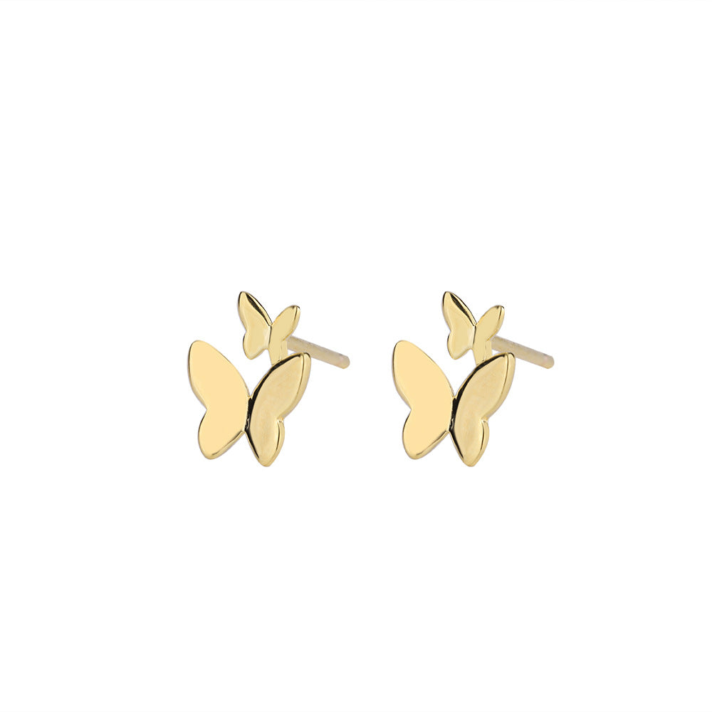 2021 new 999 sterling silver butterfly ear naked female minimally smiling face earrings anti-allergy vessel earrings wholesale