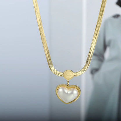 Japanese Han Beizhi Tao heart necklace Light luxury, small love, pearl, simple INS fashion, unhading, lock