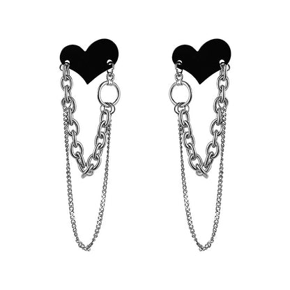 Nice design black love tassel chain earrings female Korean personality