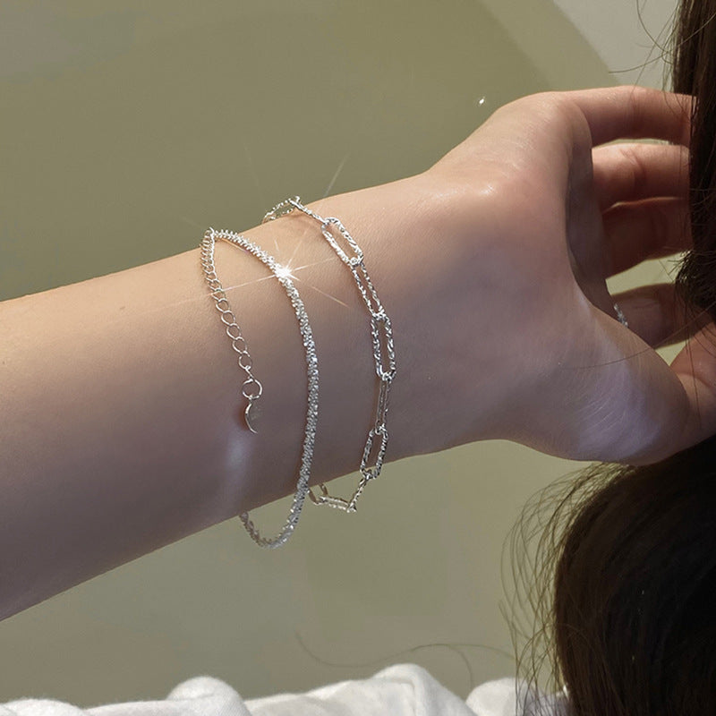 Full star necklace female INS tidal white silver sparkling bone chain bracelet ring light luxury 2021 new