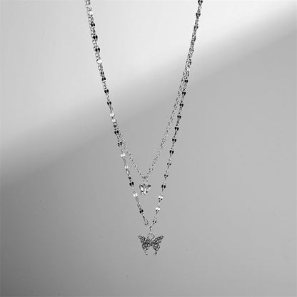 Y2K Silver Pendant Drop Necklace