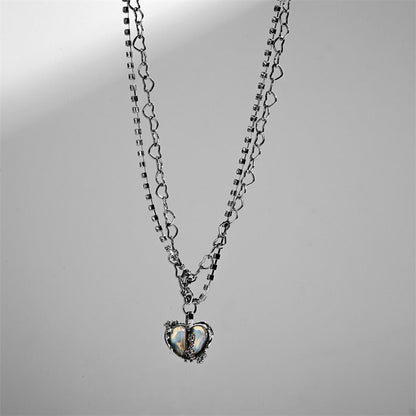 Y2K Silver Pendant Drop Necklace
