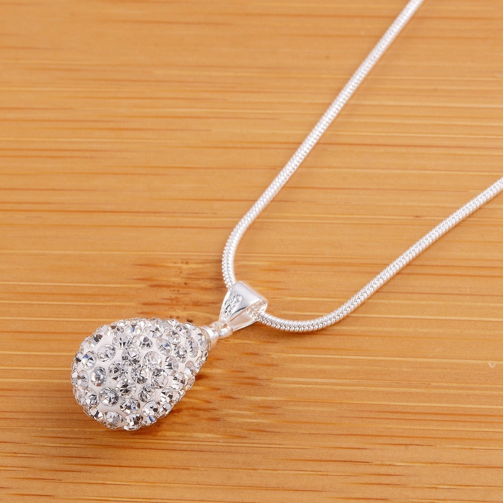 2022 New 925 Sterling Silver 18 Inches Delicate Waterdrop Zircon Necklace For Women Fashion Gifts Jewelry Free Shipping