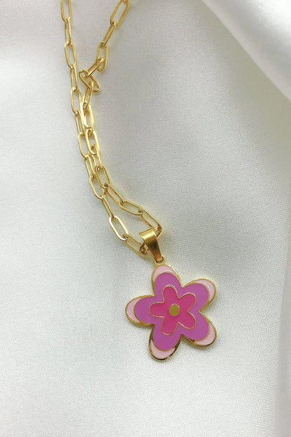 Flower Pendant Stainless Steel Necklace