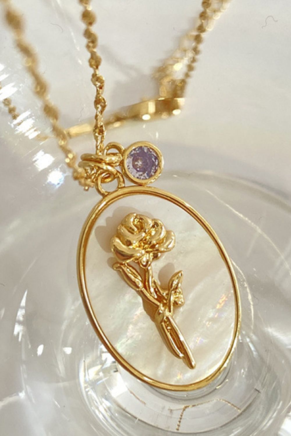Flower Shell Pendant Copper Necklace