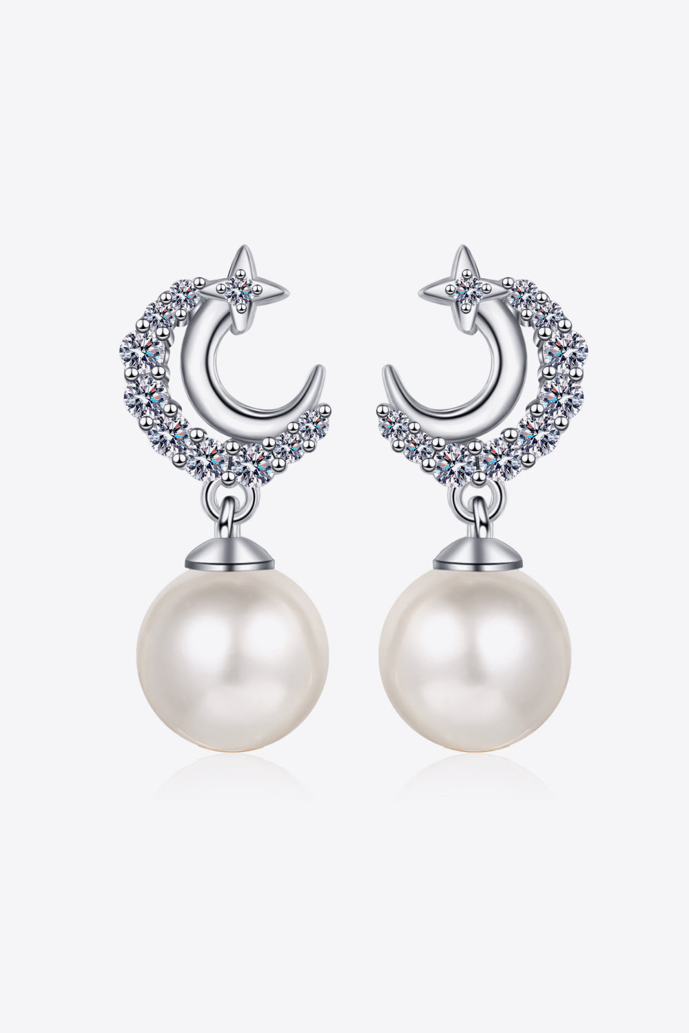 Moissanite Pearl Drop Earrings
