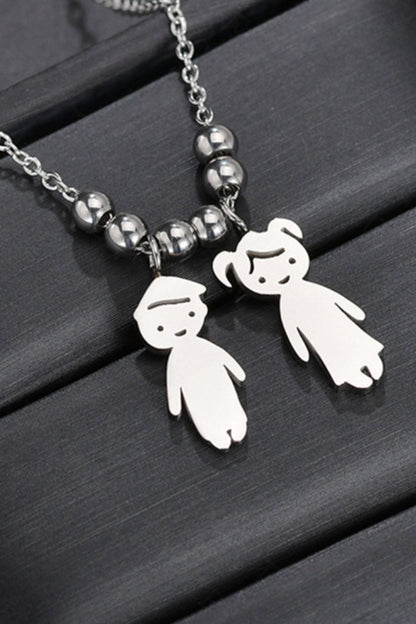Boy and Girl Pendant Stainless Steel Necklace