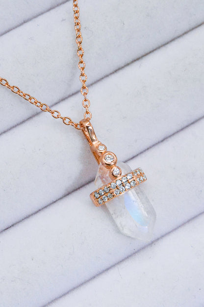 925 Sterling Silver Moonstone Pendant Necklace