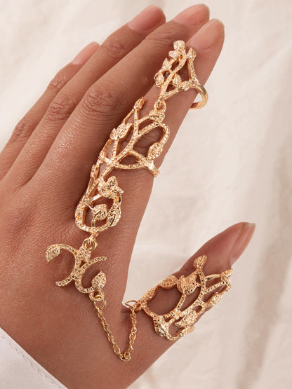 Exaggerated personality ring flower chain temperament fashion hollow carved with ring jewelry