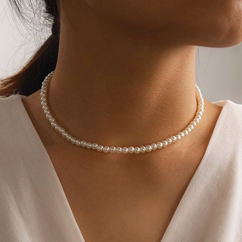 Pearl Choker Necklace | White Bridal Choker Necklace | Freshwater Pearl Necklace | Dainty Pearl Necklace | Wedding Necklace for Women Charm