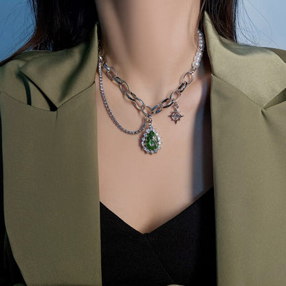 Goth Green Crystal Necklace